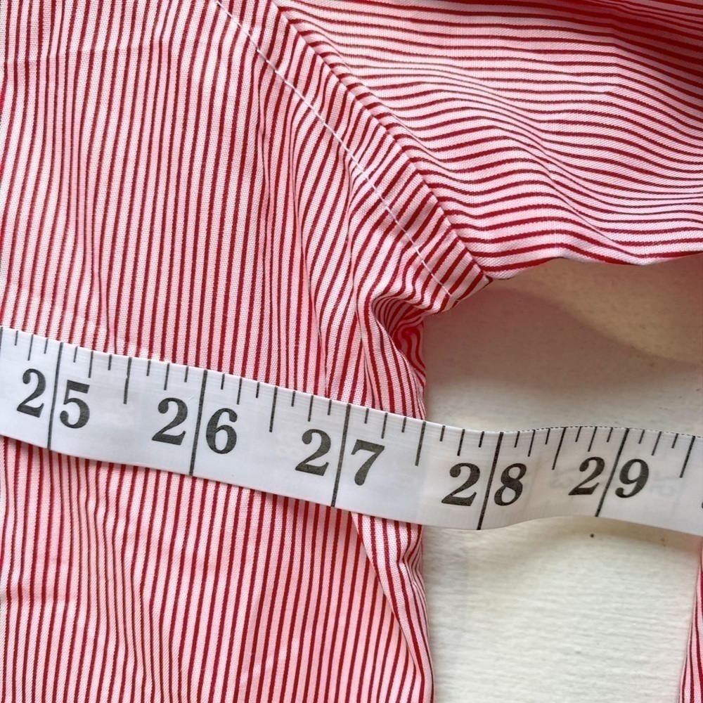 Las Olas Red and White Striped Button Down Long Sleeve Shirt with Embroidery - Picture 7 of 12